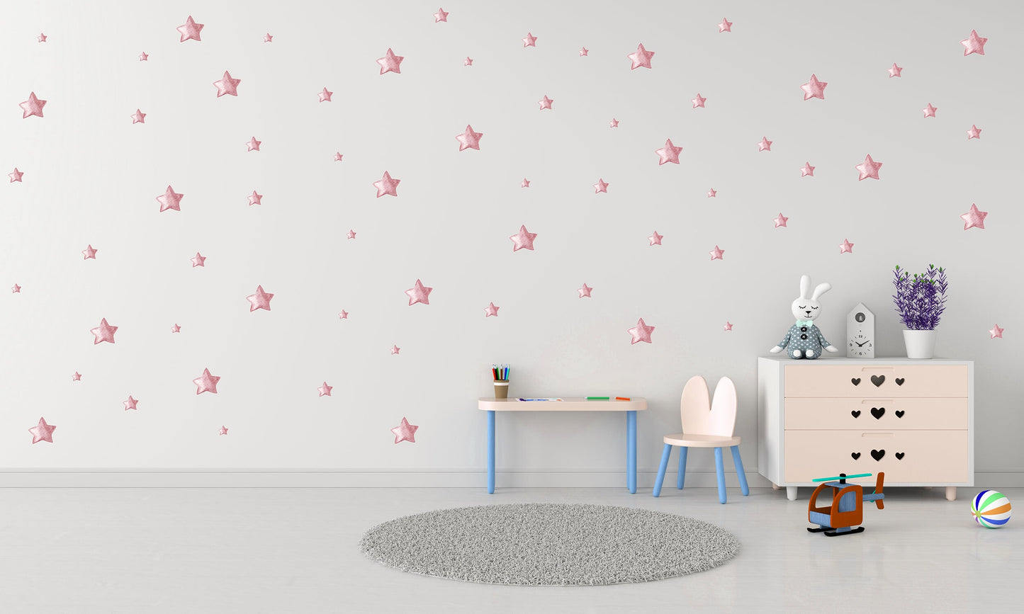 Decals Pink Star Wall Decals Girl Nursery Wall Decor Peel Stick Reposition Pink Nursery