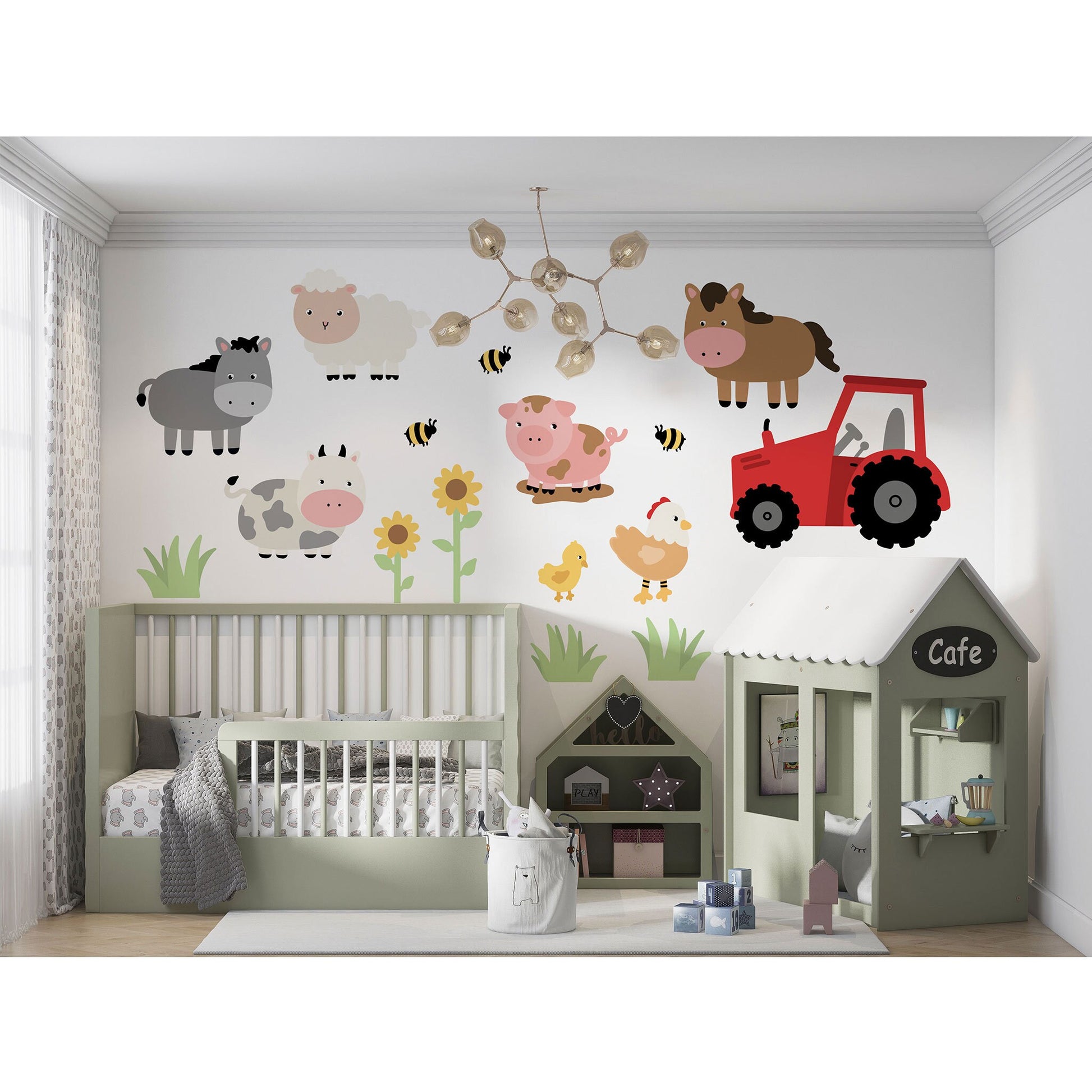 Farmyard Animal Wall Stickers Nursery Wall Sticker Farmyard Playroom Decor Sticker