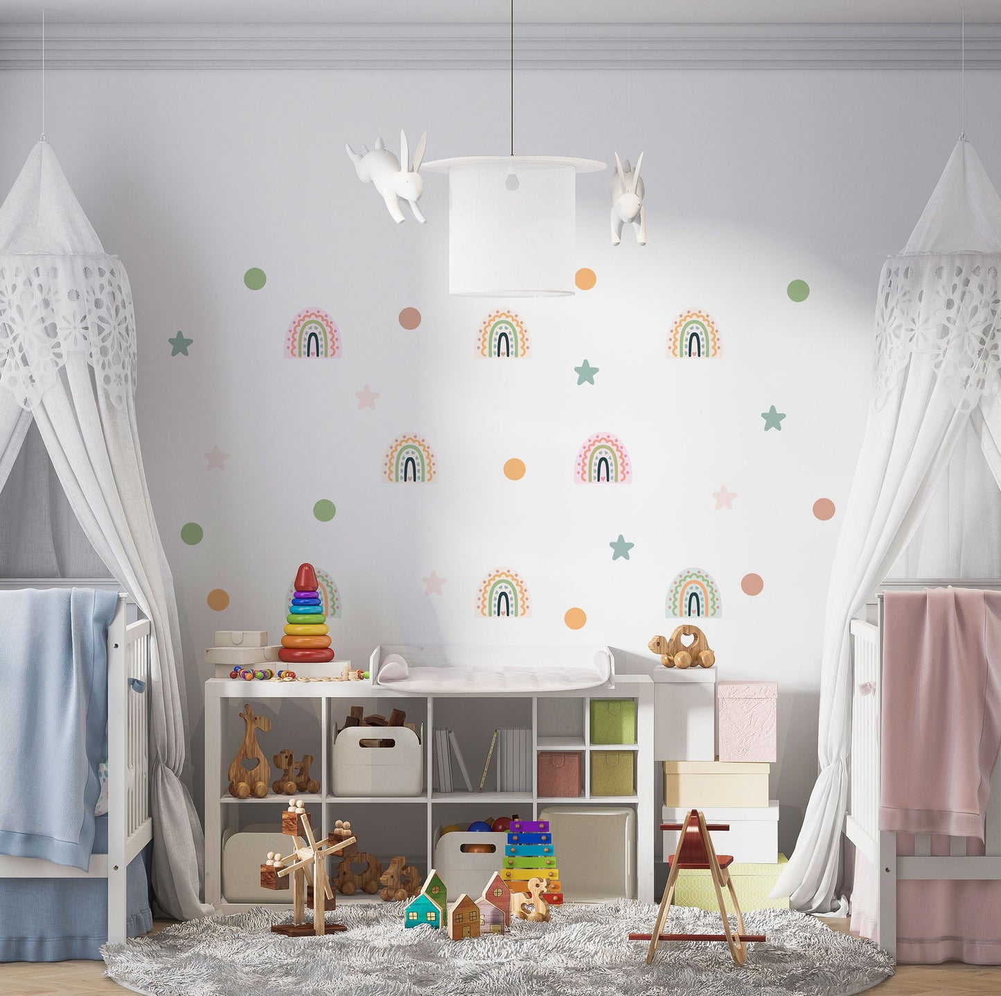 Pastel Rainbow Wall Stickers Nursery Wall Stickers Boho