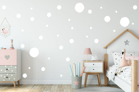 Wall Decal White Playroom Sticker Wall Polkadot White Wall Spot