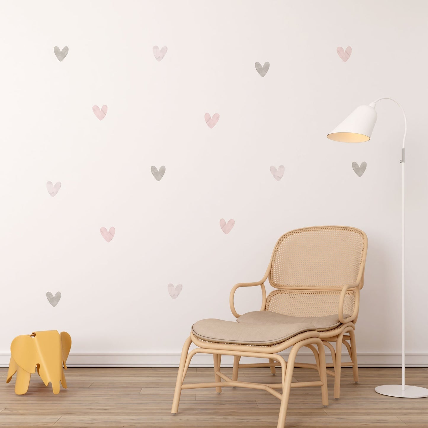 Pink Grey Watercolour Heart Decals Nursery Bedroom Decor Heart Wall Sticker