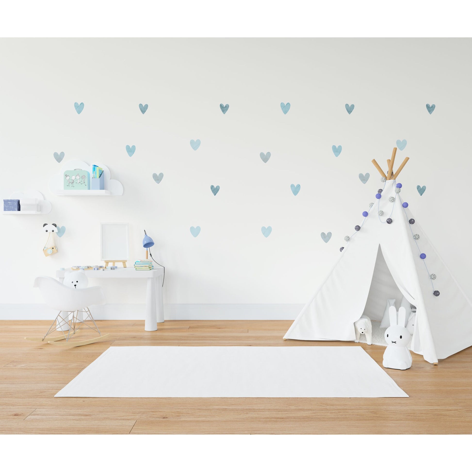 Nursery Wall Decor Watercolour Heart Sticker Baby Blue Heart