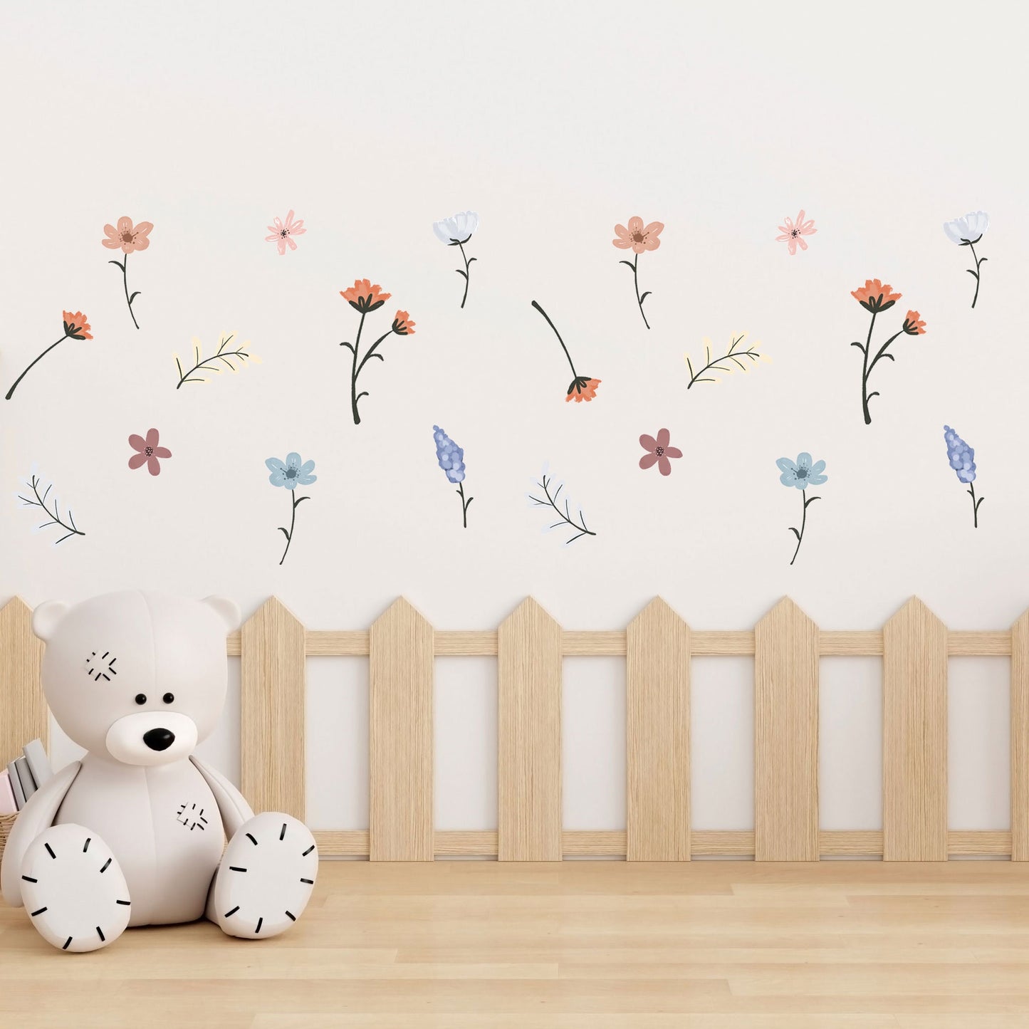 Wildflower Wall Decal Floral Nursery Decor Reusable Removable Flower Wall Sticker