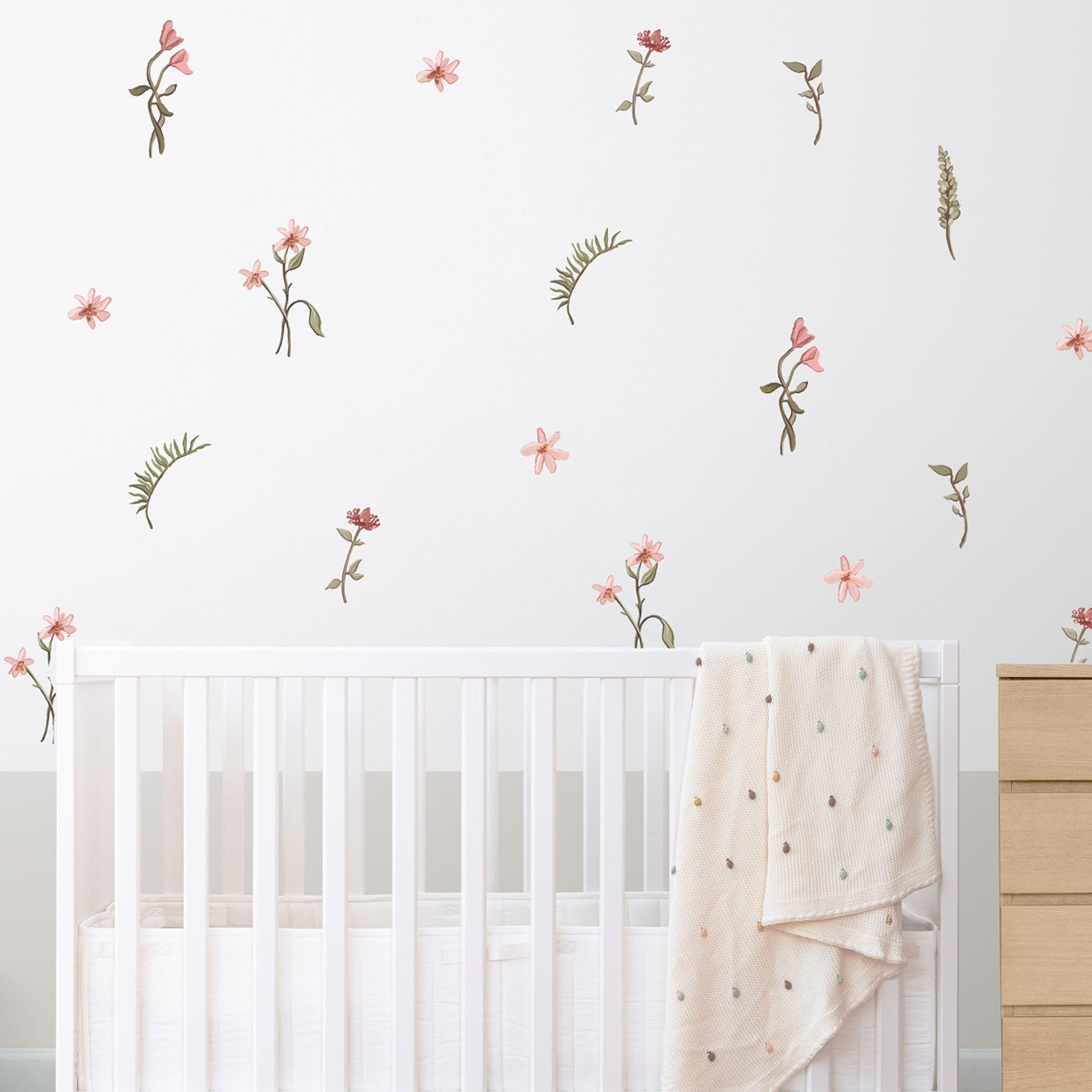 Wildflower Nursery Wall StickerWall Decal Floral Wall Decal Flowers Leaves Sticker