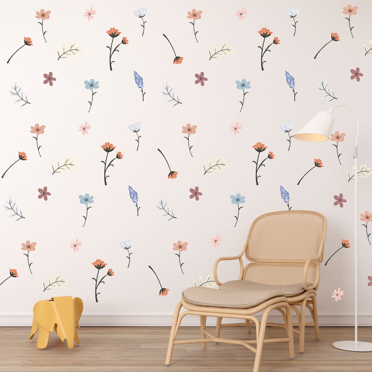 Meadow Wildflower Decal Girl Bedroom Decor Boho Wild Flower Wall Art