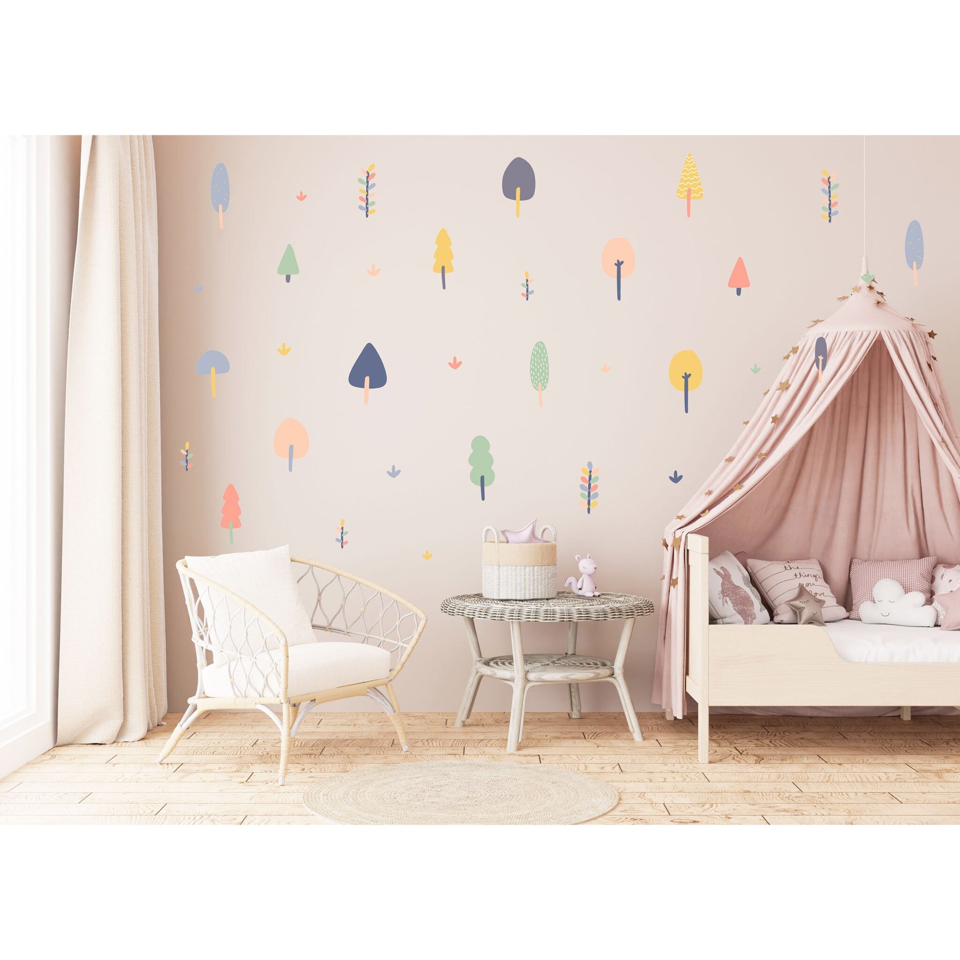 Forest Wall Sticker Woodland Nursery Decor Wall Sticker Forest Tree Wall Stickers