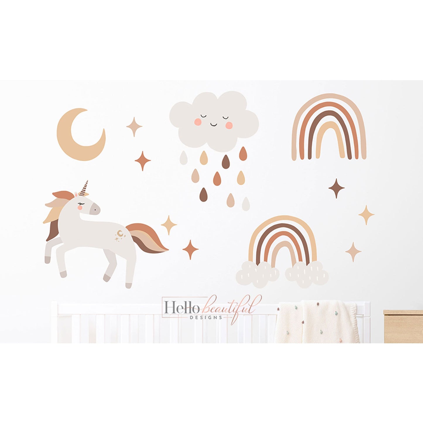 Boho Rainbow Wall Decal Gender Neutral Nursery Decor Unisex Bedroom Decor