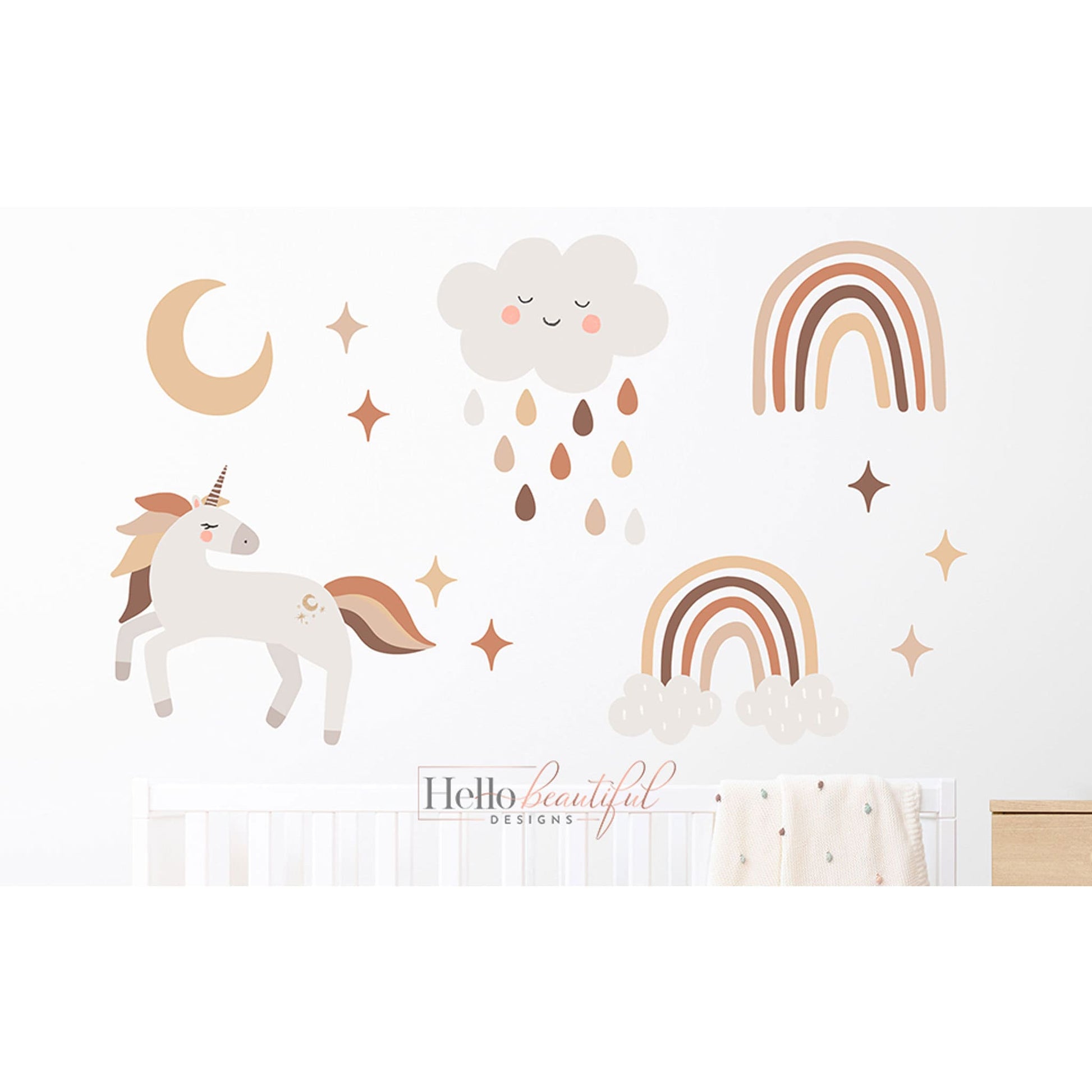 Boho Rainbow Wall Decal Gender Neutral Nursery Decor Unisex Bedroom Decor