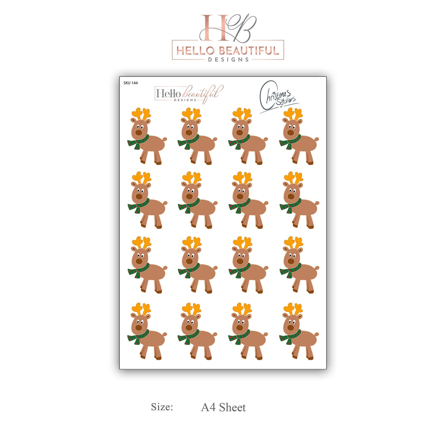 Christmas sticker sheet, Reindeer, perfect for gift decorations and festive crafts