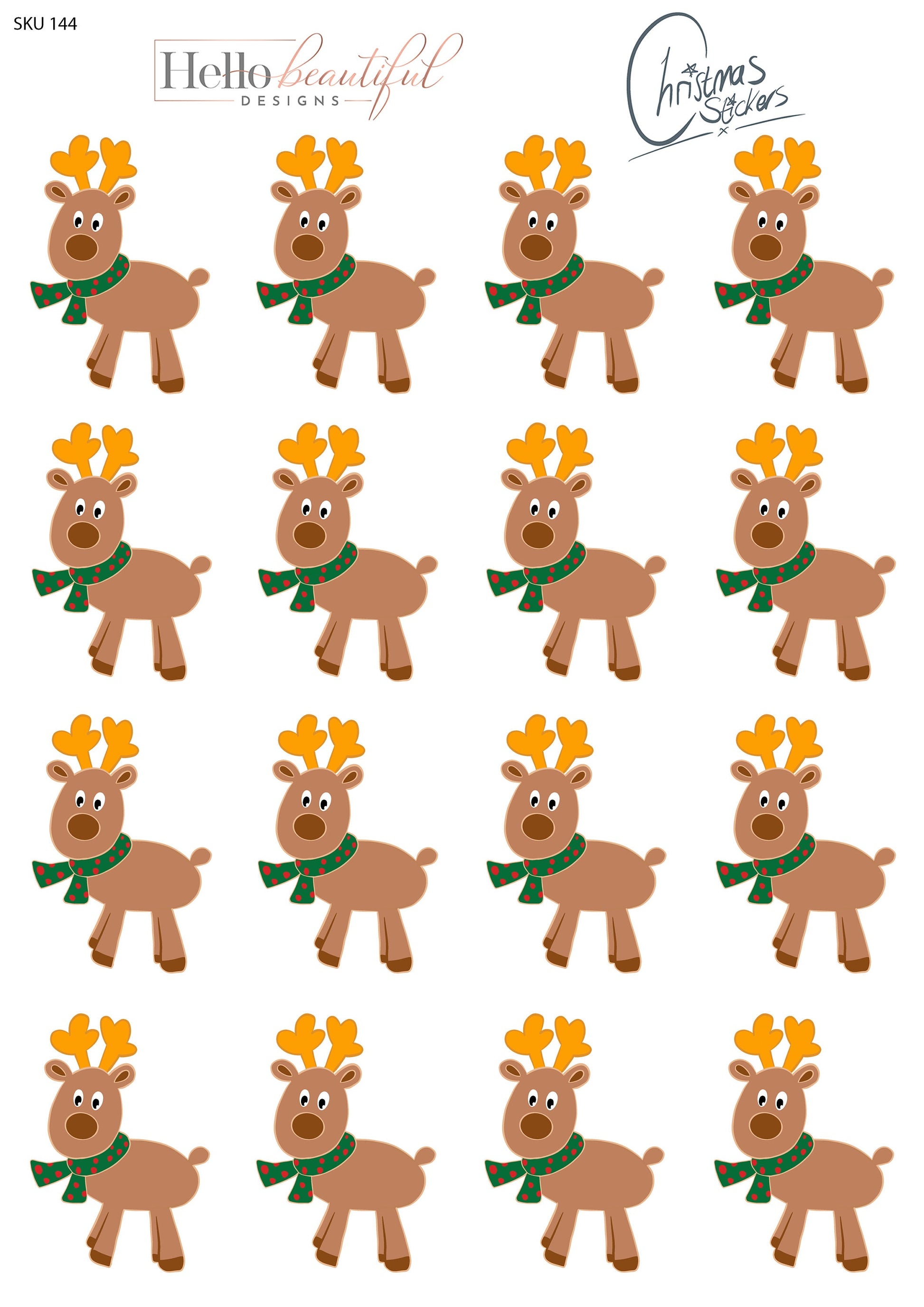 Christmas sticker sheet, Reindeer, perfect for gift decorations and festive crafts