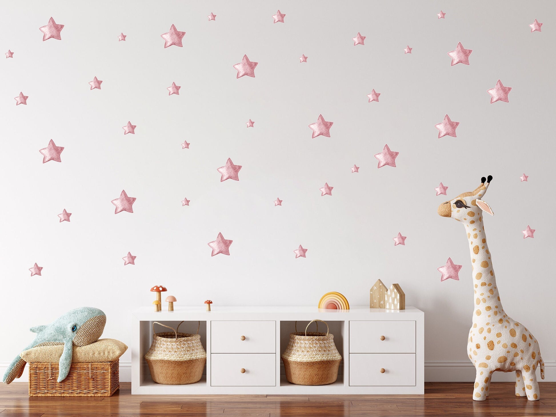 Various Size Pink Star Wall Stickers Nursery Decor