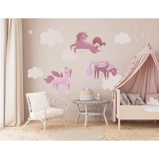 Pink Pegasus Wall Decal Girl Nursery Decor Girl Bedroom Wall Sticker