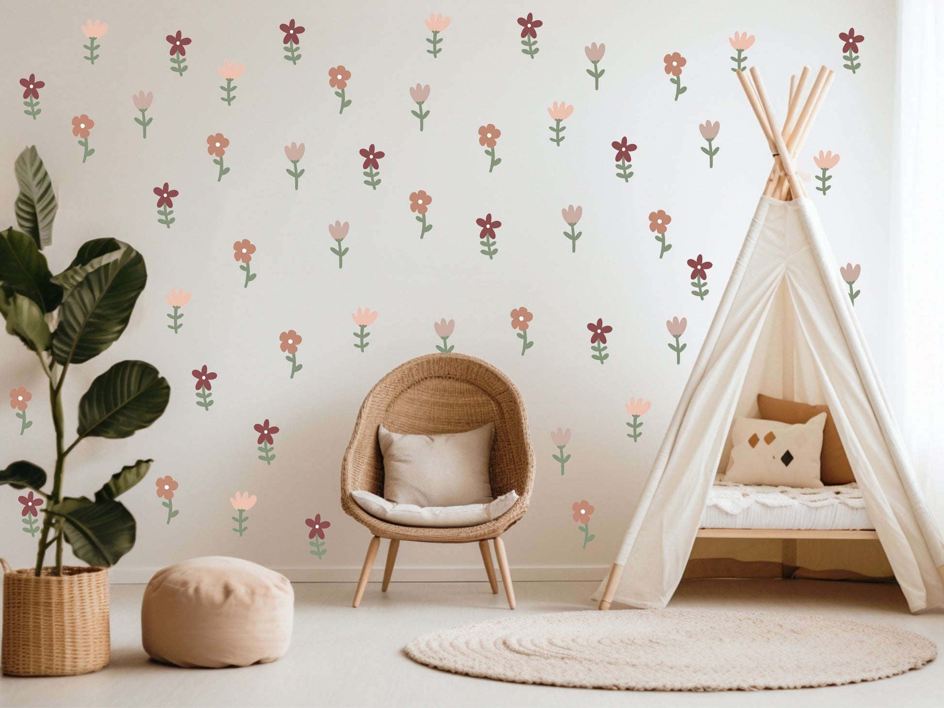 Meadow Flower Wall Decal Boho Nursery Wall Sticker Girls