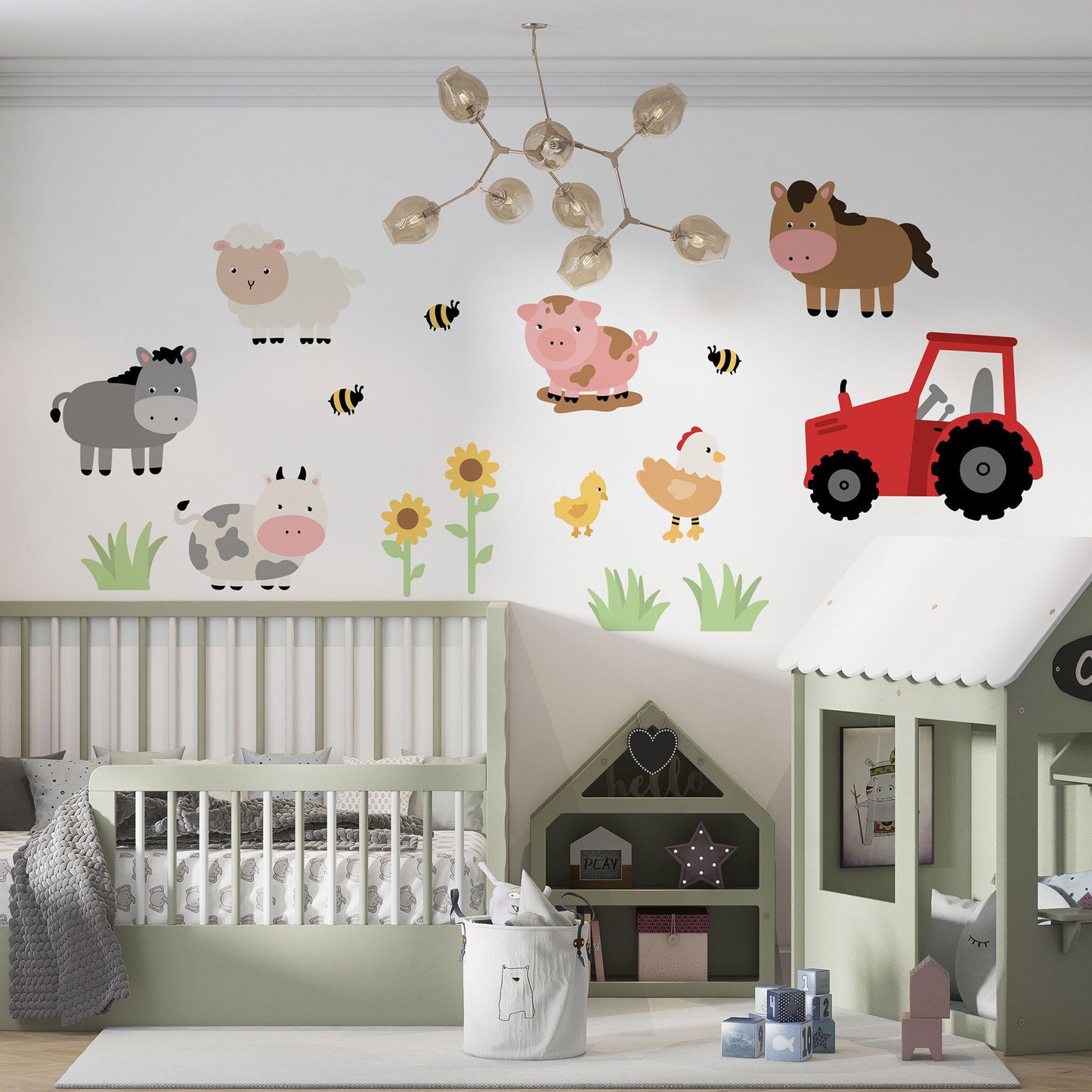 Farmyard Animal Wall Stickers Tractor Wall Decal