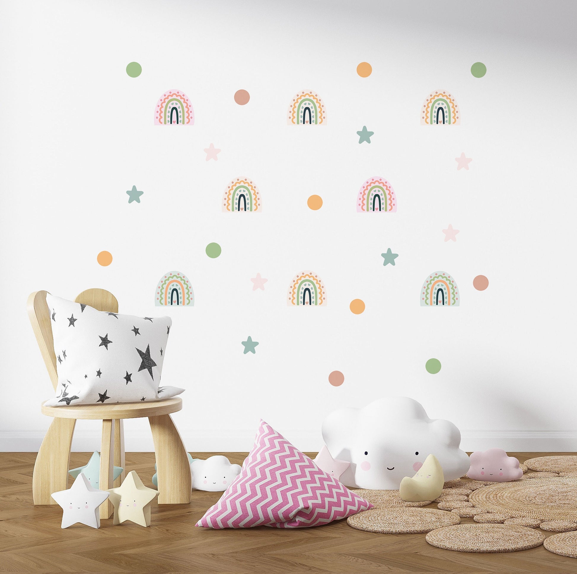 Rainbow Playroom Decor Polka Dot Wall Sticker