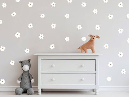 Daisy Flower Wall Stickers Colourful Centres Multiple Sizes