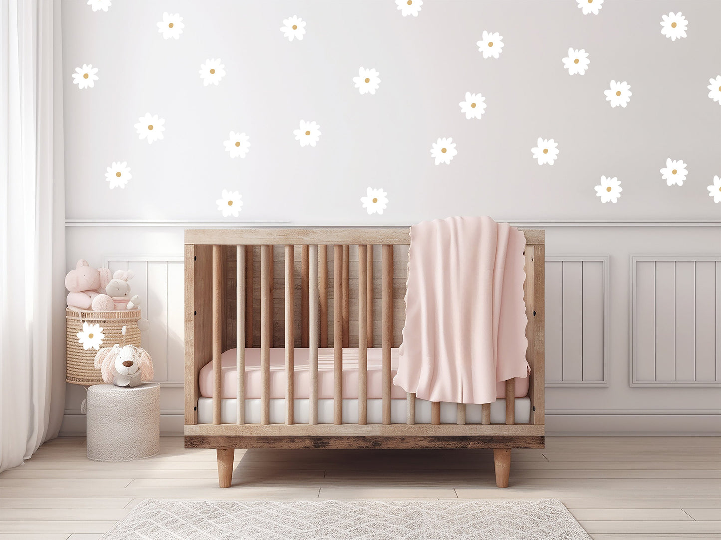 Neutral Nursery Decor New Born Gift Boho Floral Decals Daisy Wall Decal Wall Art