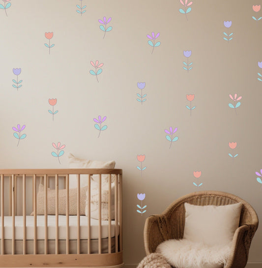 Boho Nursery Floral Flower Wall Decal Floral Nursery Wall Decal