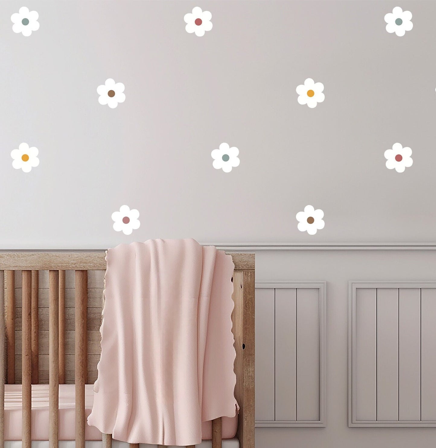 Daisy Flower Wall Stickers Colourful Centres Multiple Sizes