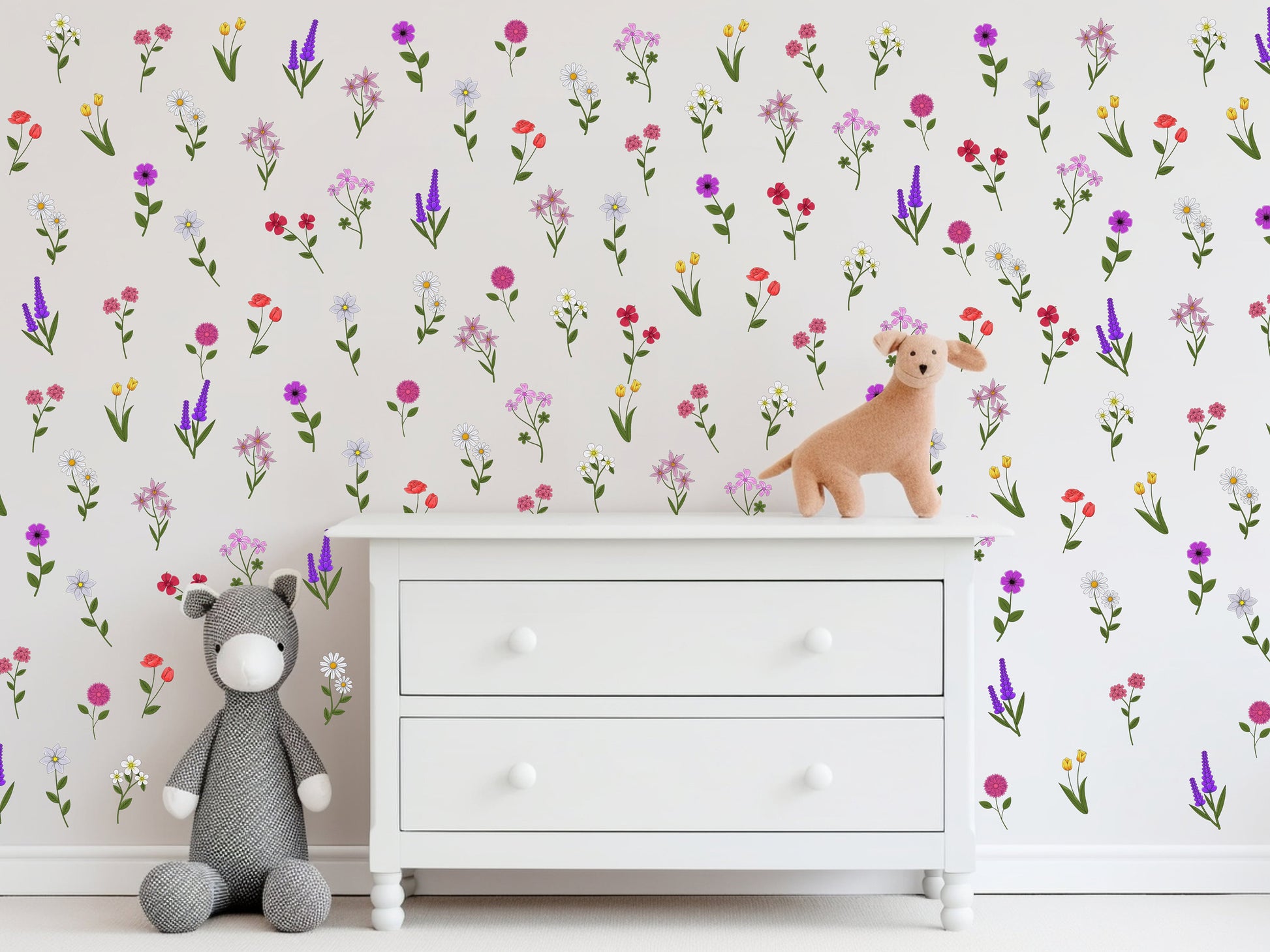 Wall Decal Wall Nursery Decor Boho Style Wall Sticker Pastel Flower