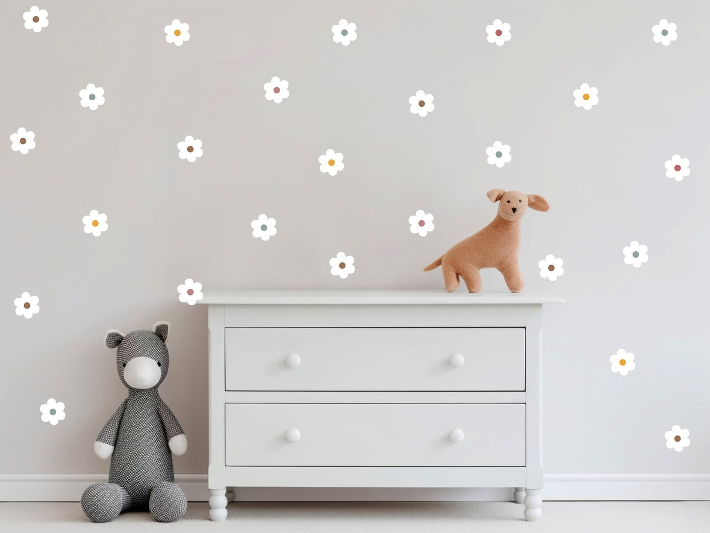 DAISY FLOWER ROUND Removable Wall Stickers Decals Living Room Office Bedroom Wall Decor Nursery Kids Decor Boho Floral Decor Flower Wall Art