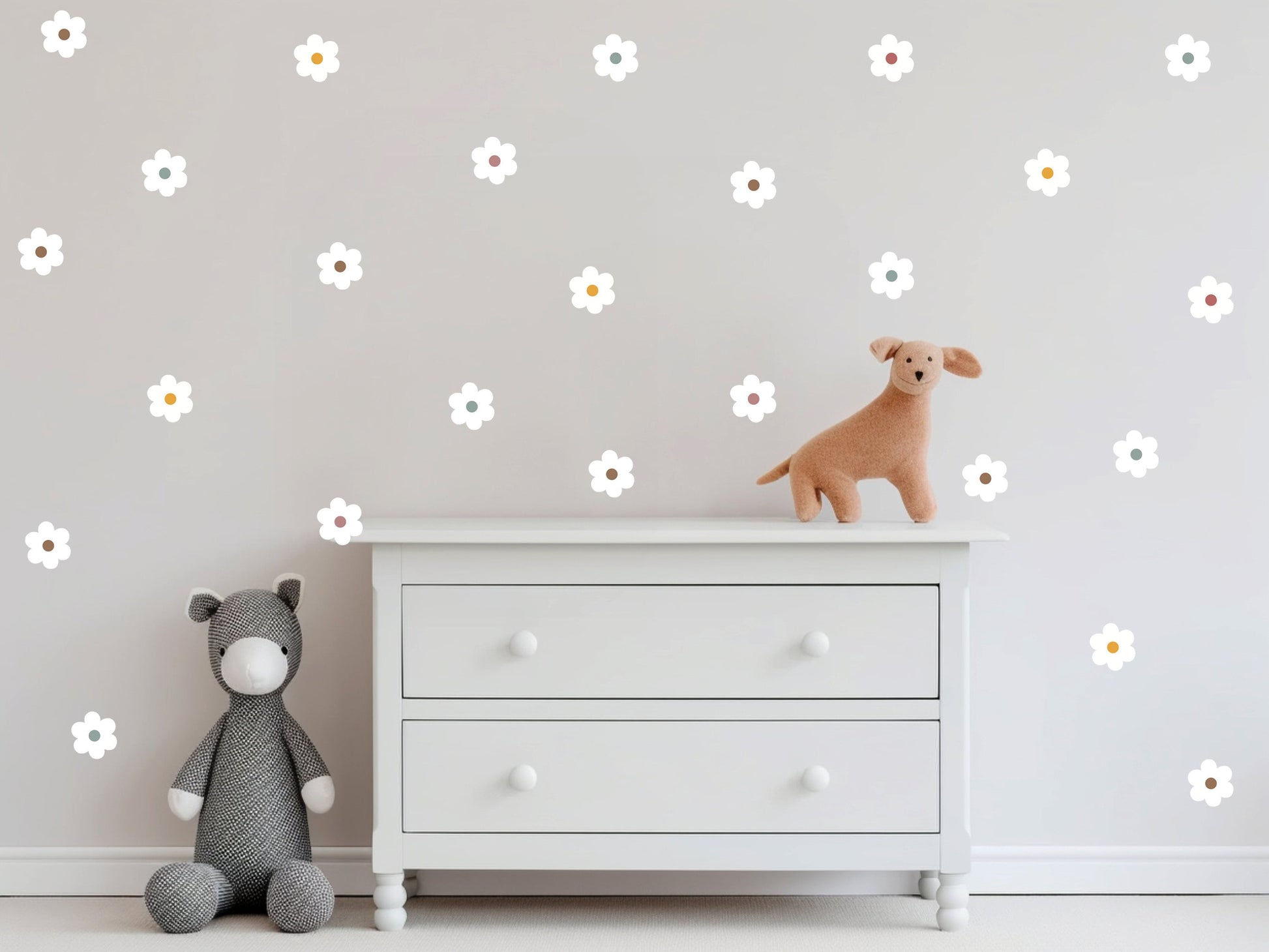 Daisy Wall Decal Mix Decor Flower Wall Decor Neutral Boho Pastel Daisy Flower Decals