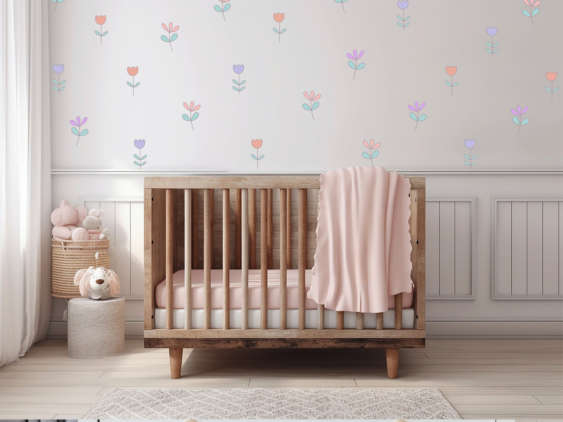 Nursery Flower Wall Sticker Nursery Bedroom Art Floral Decals