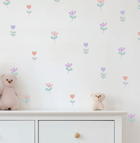 Meadow Flower Wall Sticker Wildflower Nursery Decor Floral Wall Decal