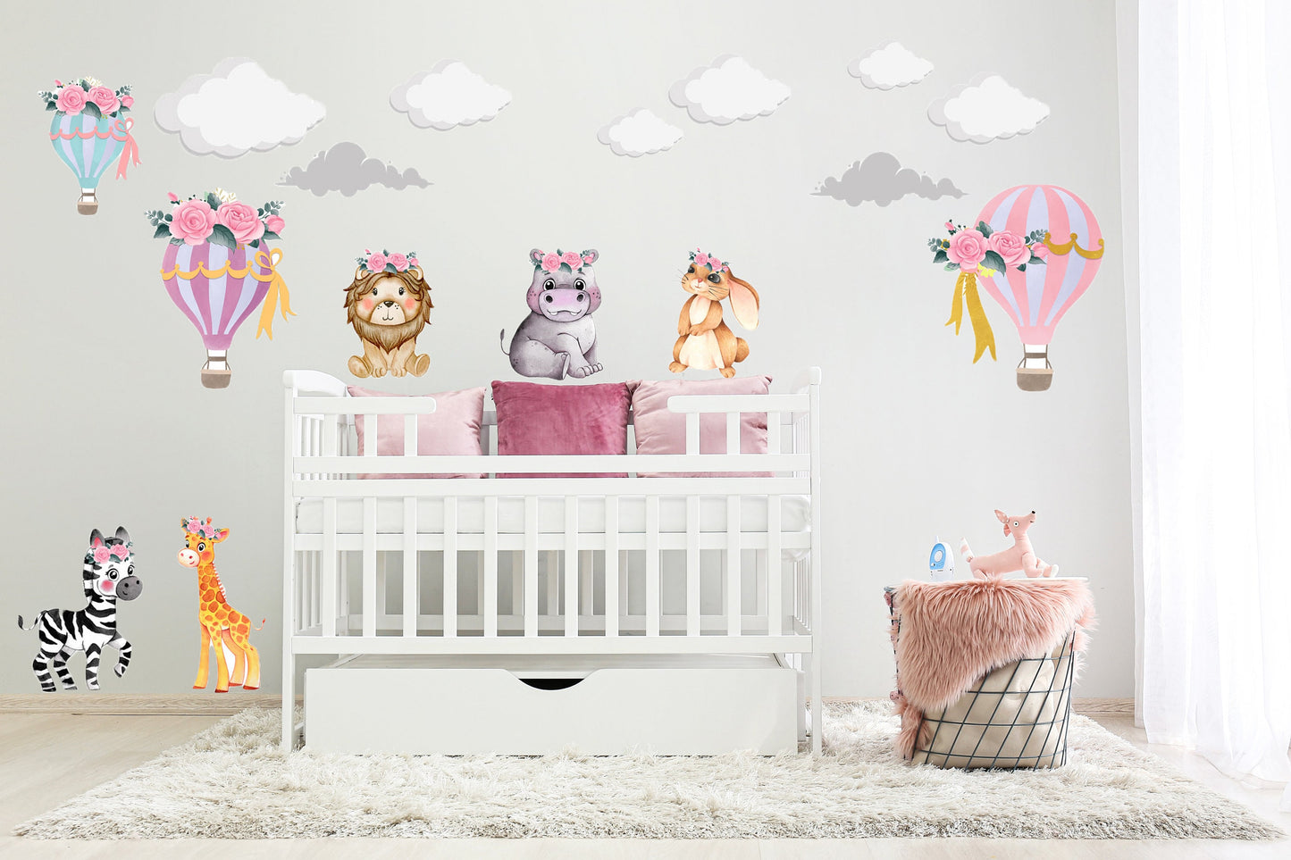 Safari Animal Wall Sticker Nursery Wall StickerCloud Wall Decal Animal Nursery Wall Sticker