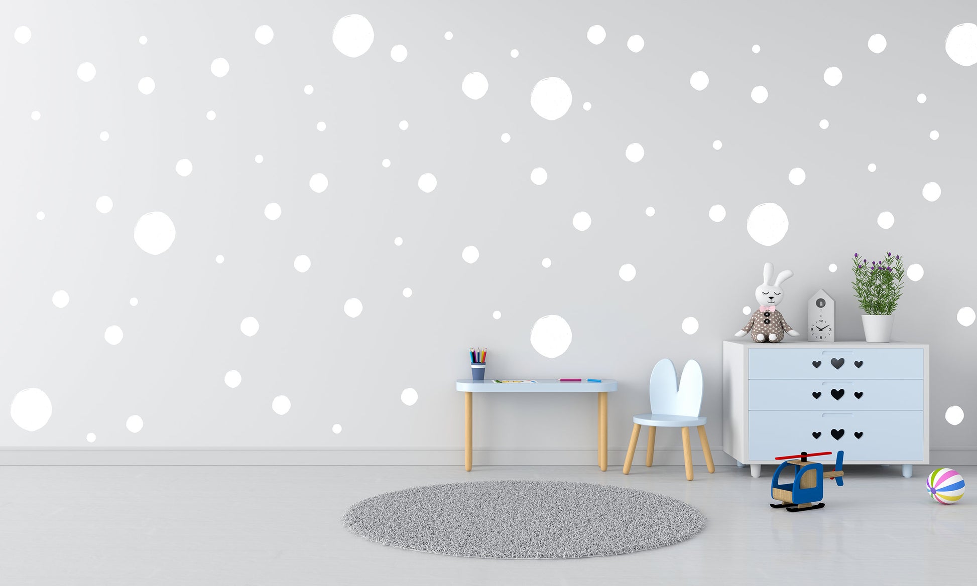 Playroom Sticker Wall Polkadot White Wall Spot Sticker White Spot