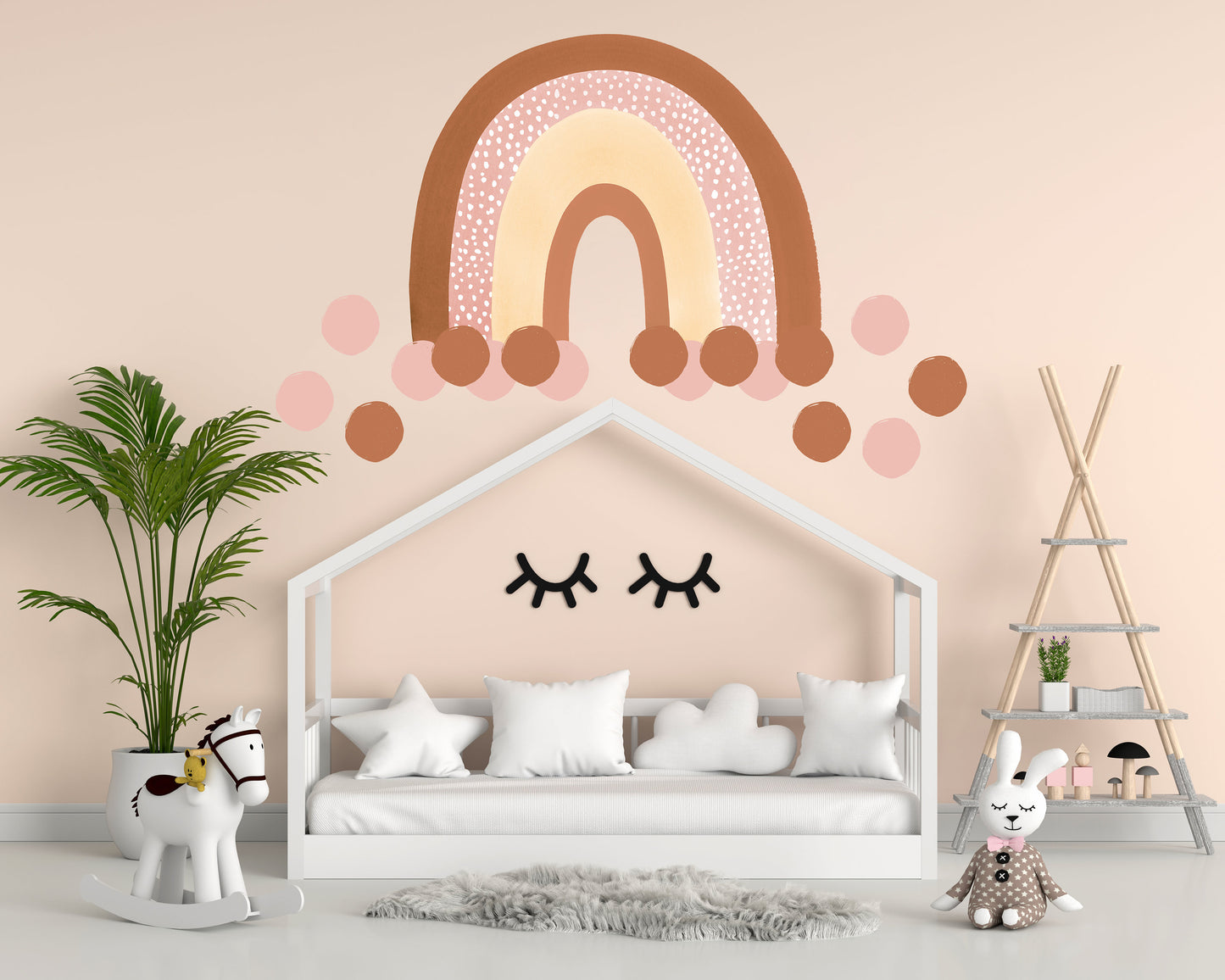 Rainbow Nursery Wall Decal Boho Nursery Decor Pastel Rainbow Decal