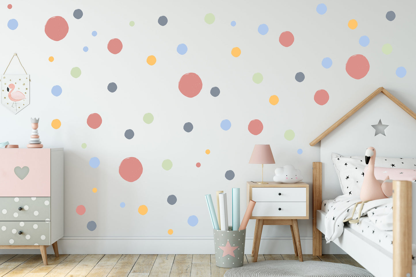 Coloured Spots Wall Stickers, Nursery Wall Stickers, Nursery Decor, Kid's Wall Stickers, Removable Stickers Wall, Boho Nursery Wall Decor