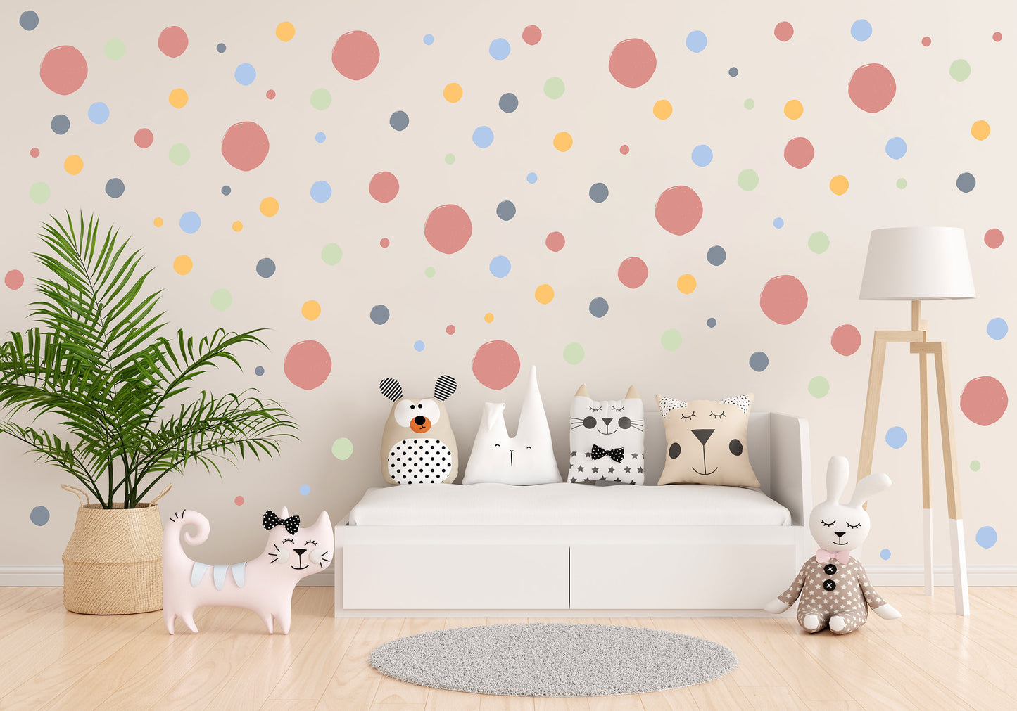 Coloured Spots Wall Stickers, Nursery Wall Stickers, Nursery Decor, Kid's Wall Stickers, Removable Stickers Wall, Boho Nursery Wall Decor