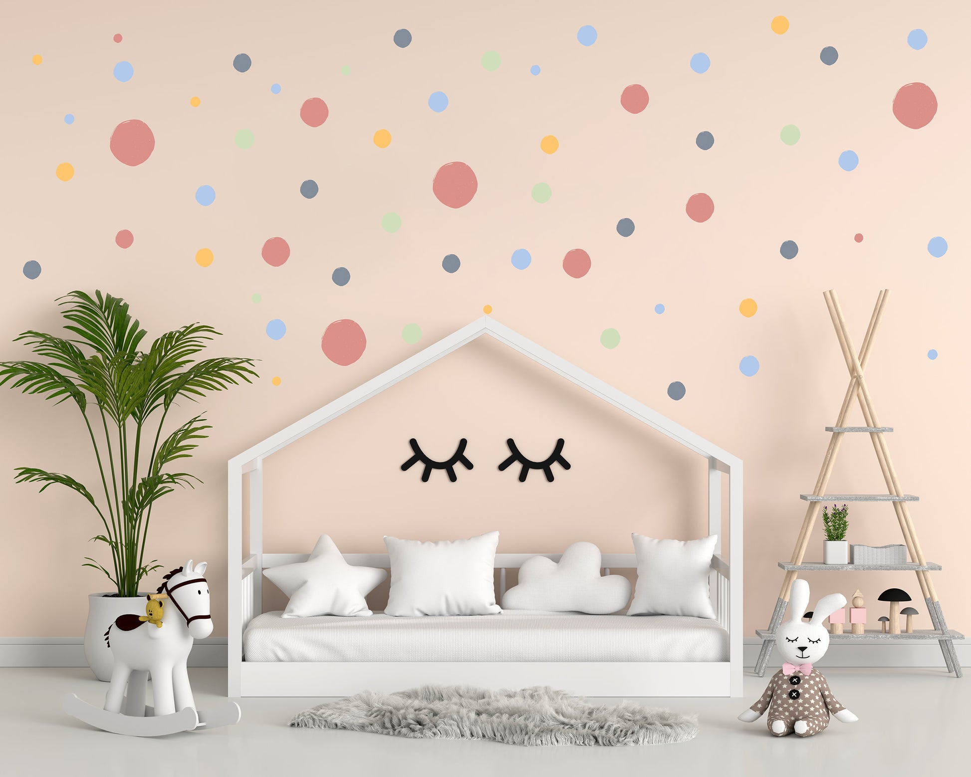 Coloured Spots Wall Stickers, Nursery Wall Stickers, Nursery Decor, Kid's Wall Stickers, Removable Stickers Wall, Boho Nursery Wall Decor