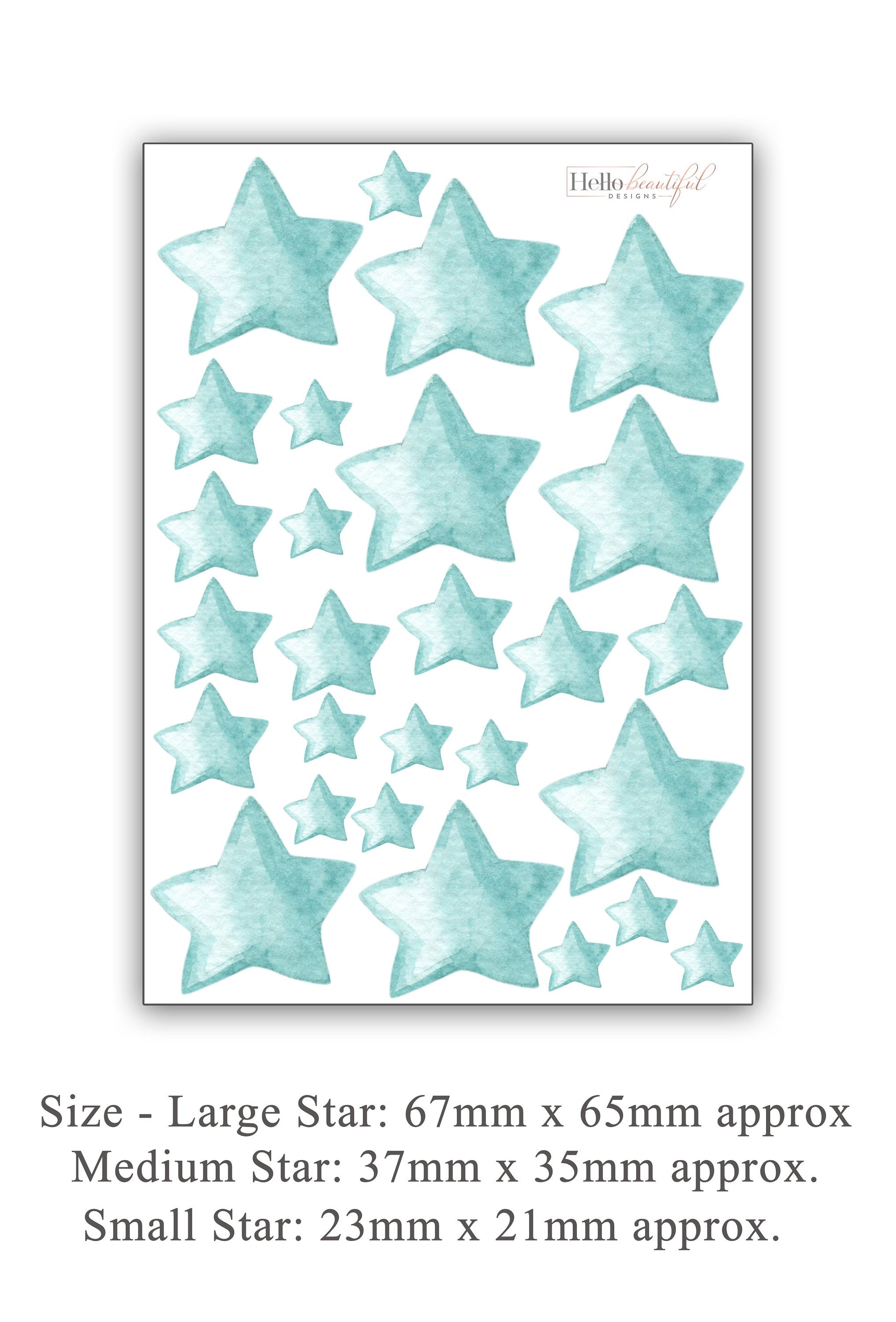 Pastel Blue Rustic Stars Wall Stickers, Nursery Wall Stickers, Blue Star Wall Decals, Boy's Bedroom Wall Stickers, Blue Nursery Wall Decor