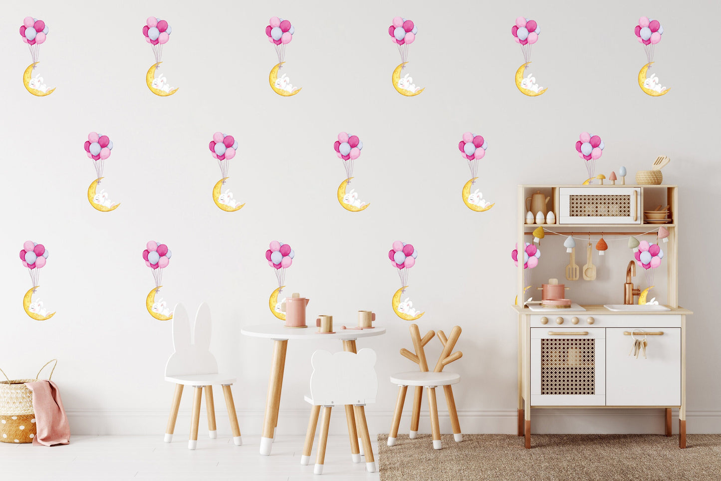 Cute Sleeping Bunny Wall Sticker Nursery Wall Sticker Moon Wall Decal Nursery Decor Cute Night Sky Nursery Decor Nursery Wall Decal Bunny