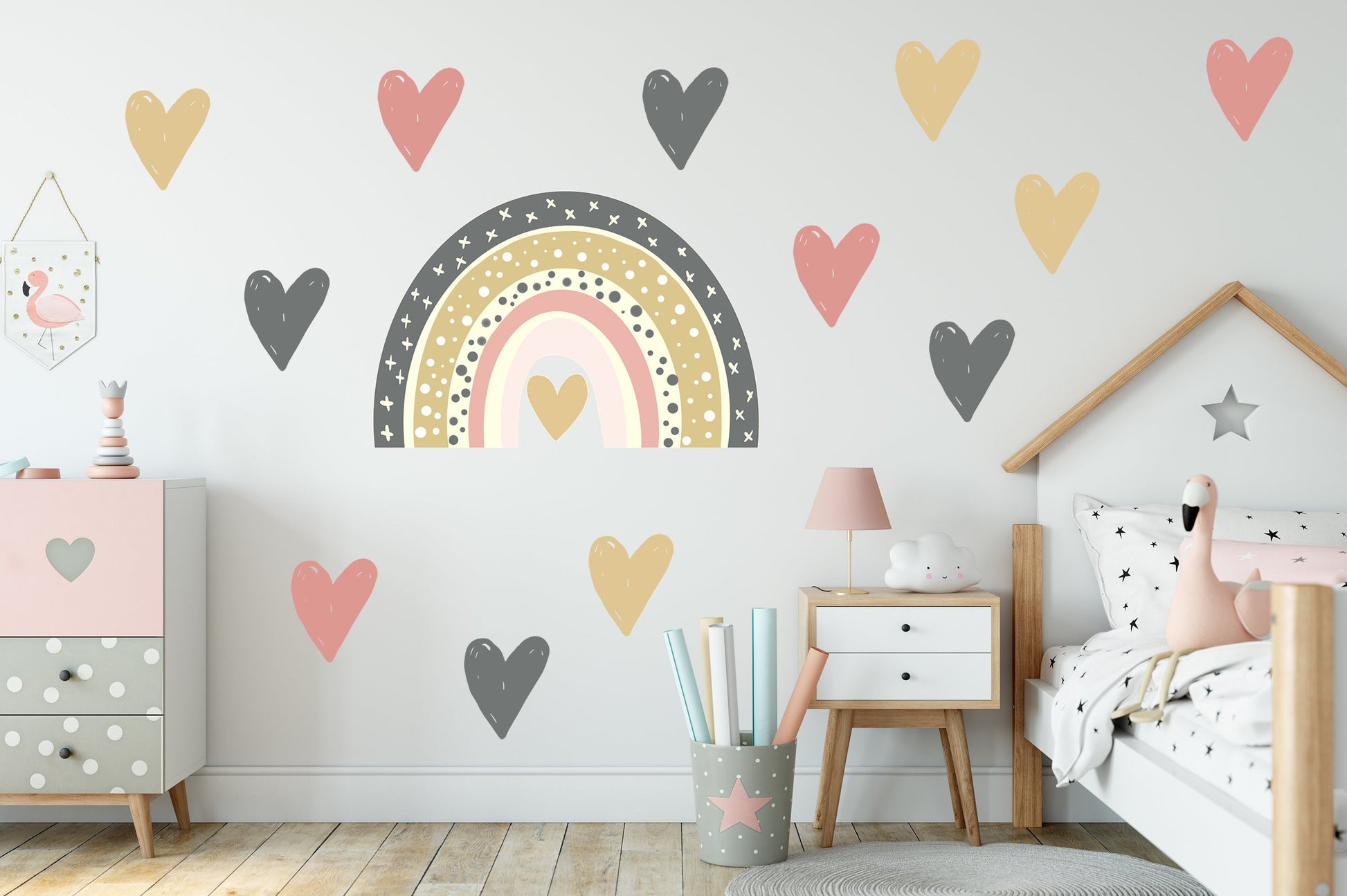 LARGE Heart Decal Rainbow Wall Sticker Nursery Wall Sticker Rainbow Wall Decal Boho Nursery Decor Nursery Wall Decal Playroom Wall Sticker