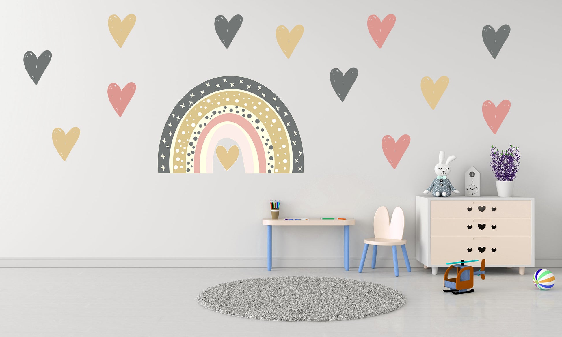 LARGE Heart Decal Rainbow Wall Sticker Nursery Wall Sticker Rainbow Wall Decal Boho Nursery Decor Nursery Wall Decal Playroom Wall Sticker