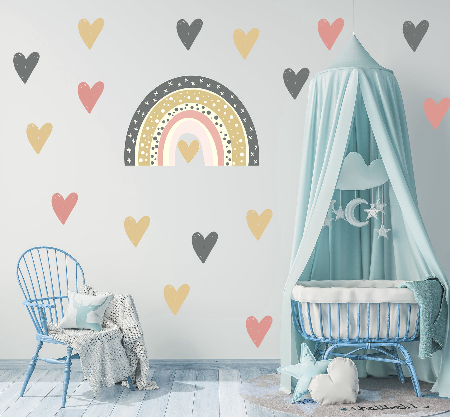 LARGE Heart Decal Rainbow Wall Sticker Nursery Wall Sticker Rainbow Wall Decal Boho Nursery Decor Nursery Wall Decal Playroom Wall Sticker