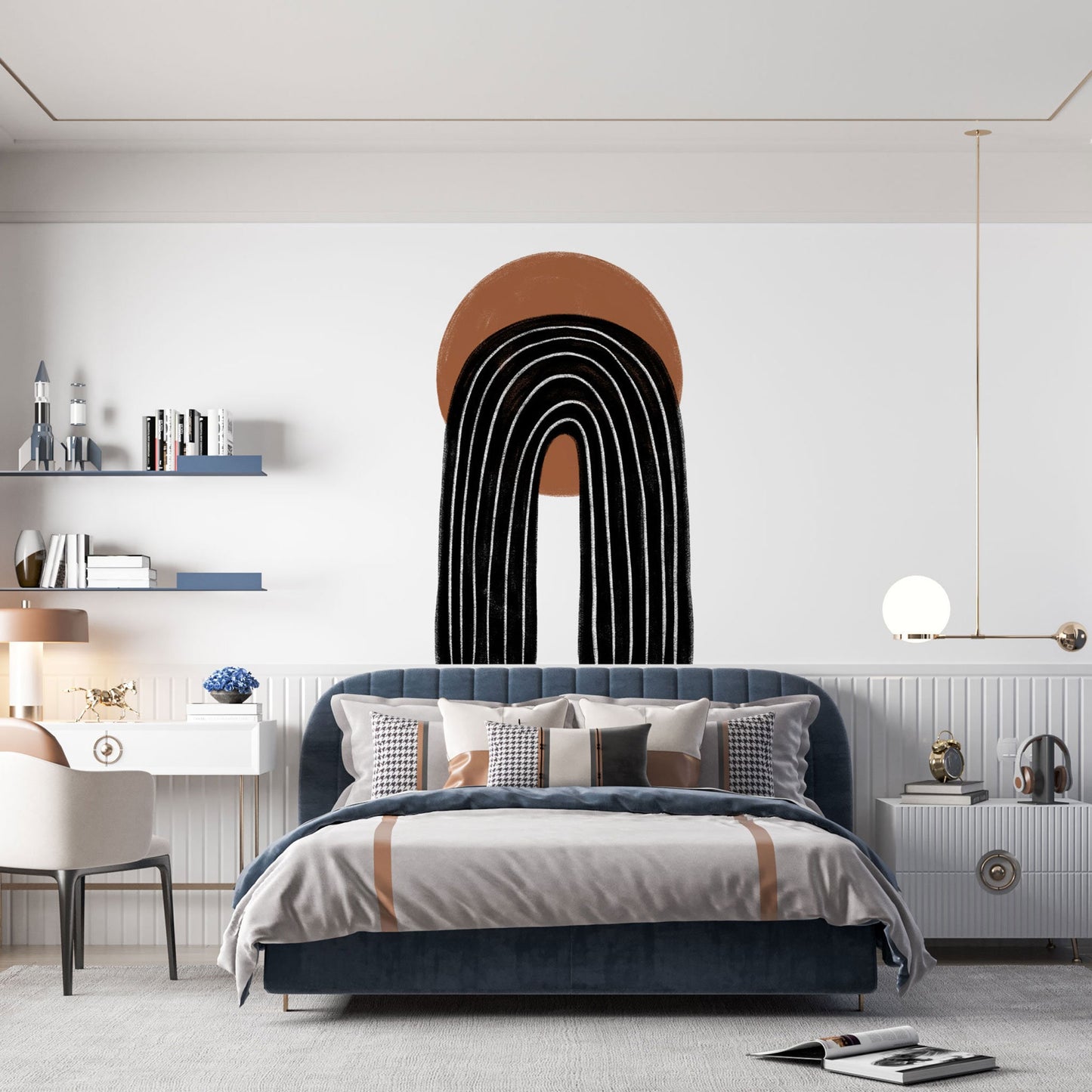 Black Arch with Tan Circle Wall Sticker, Boho Arch Wall Sticker