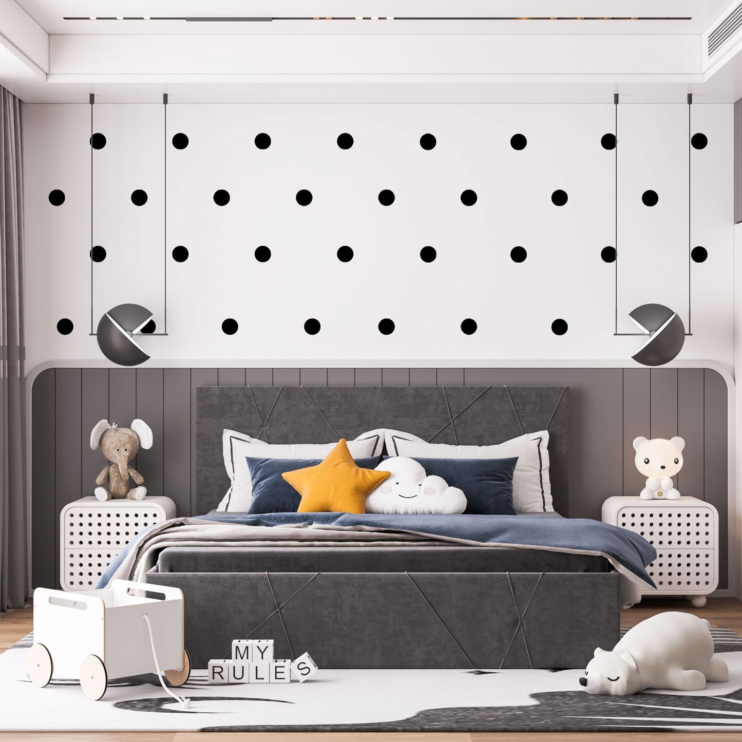 Black Spots Wall Stickers, Reusable Boho Nursery Wall Decals