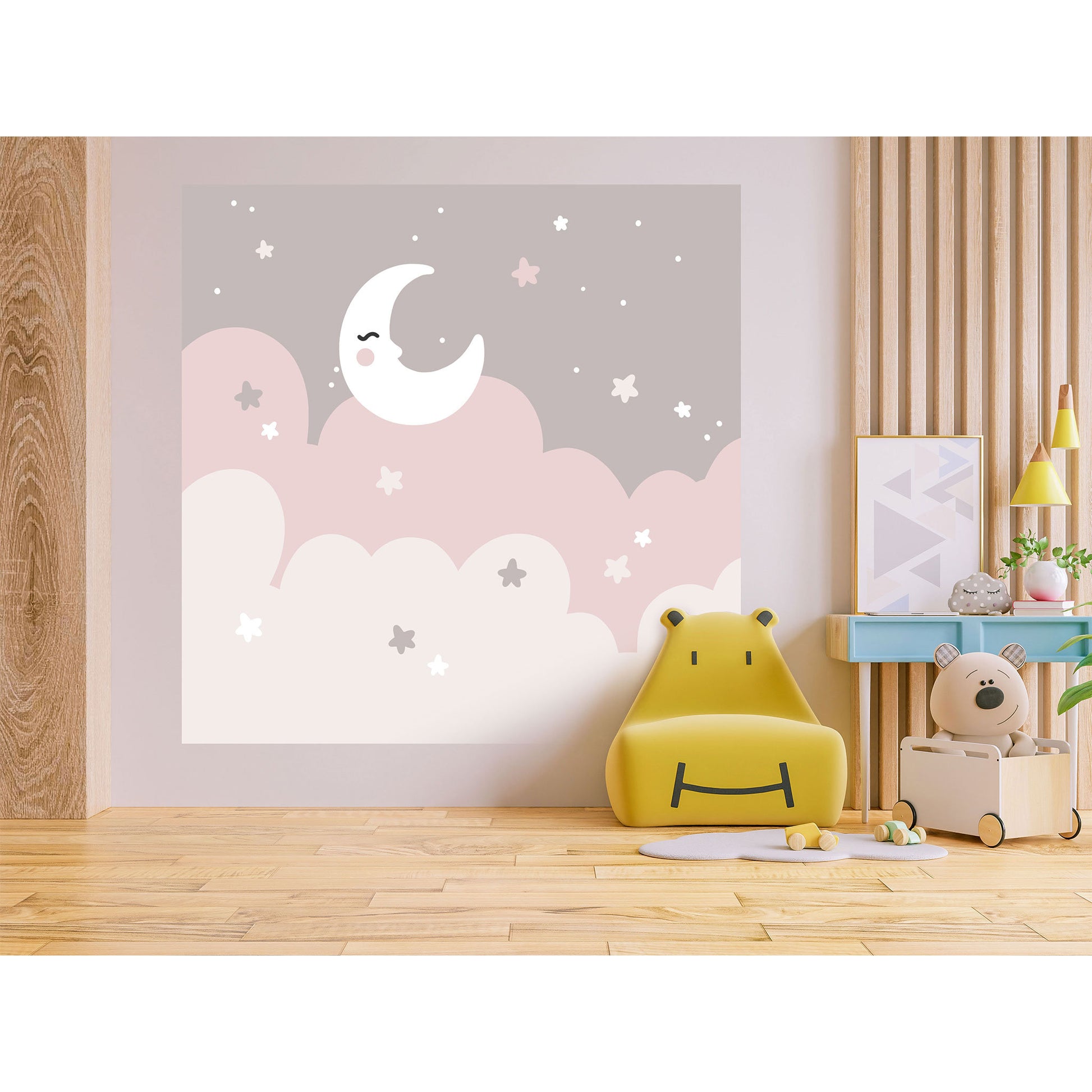 Pink Night Sky Wall Sticker, Nursery Wall Decal