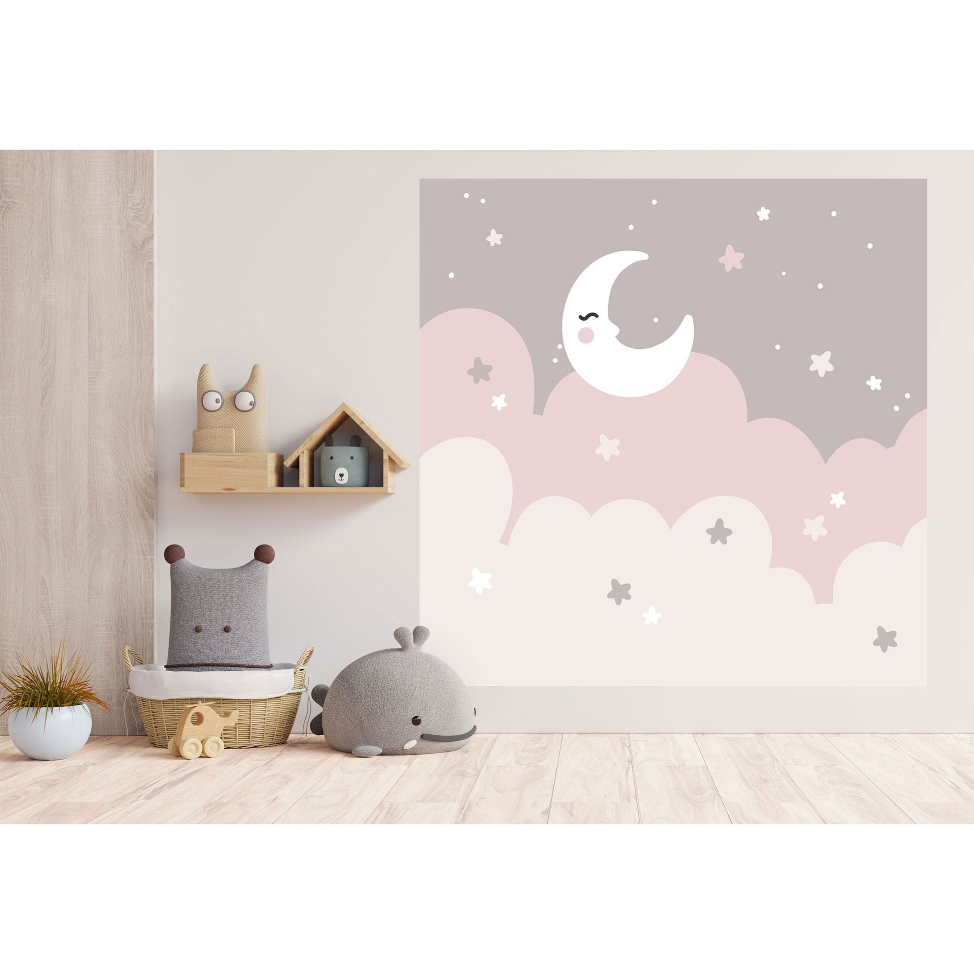 Pink Night Sky Wall Sticker, Nursery Wall Decal