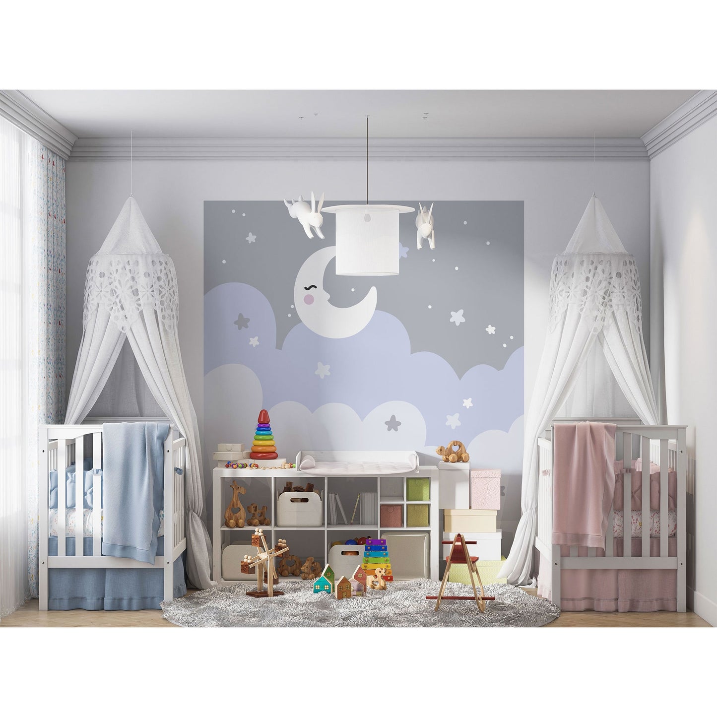 Moon Night Sky Wall Sticker, Nursery Wall Decal