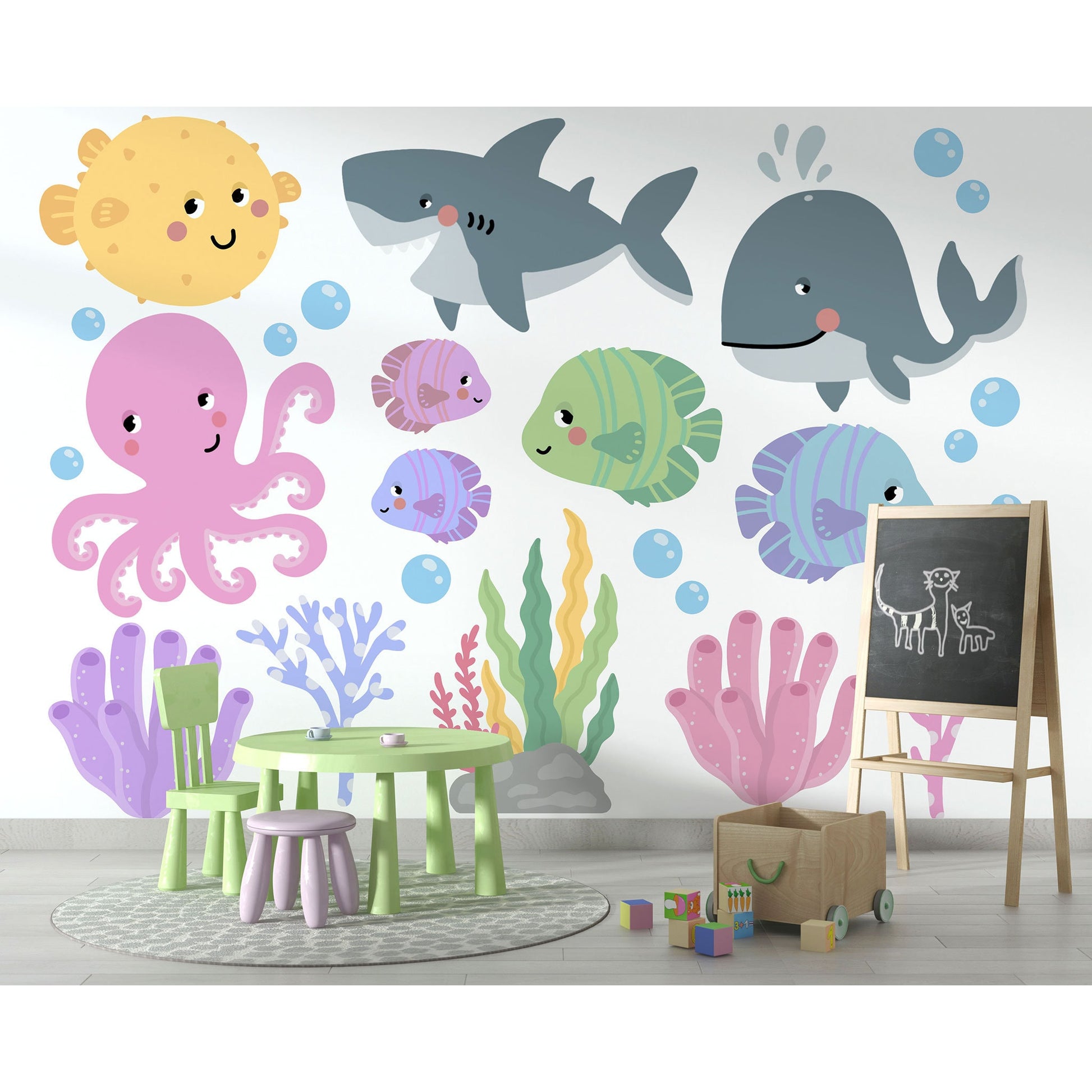 Underwater Fish Wall Stickers Fish Nursery Underwater Decal Fish Bedroom Decor