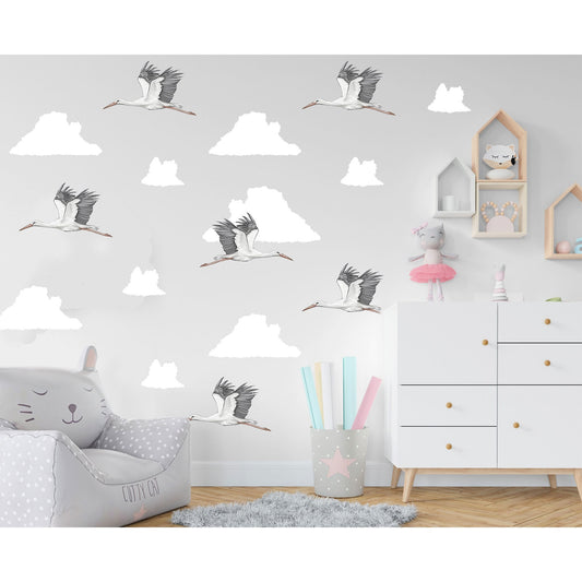 Storks Nursery Wall Stickers, Nursery Wall Decals