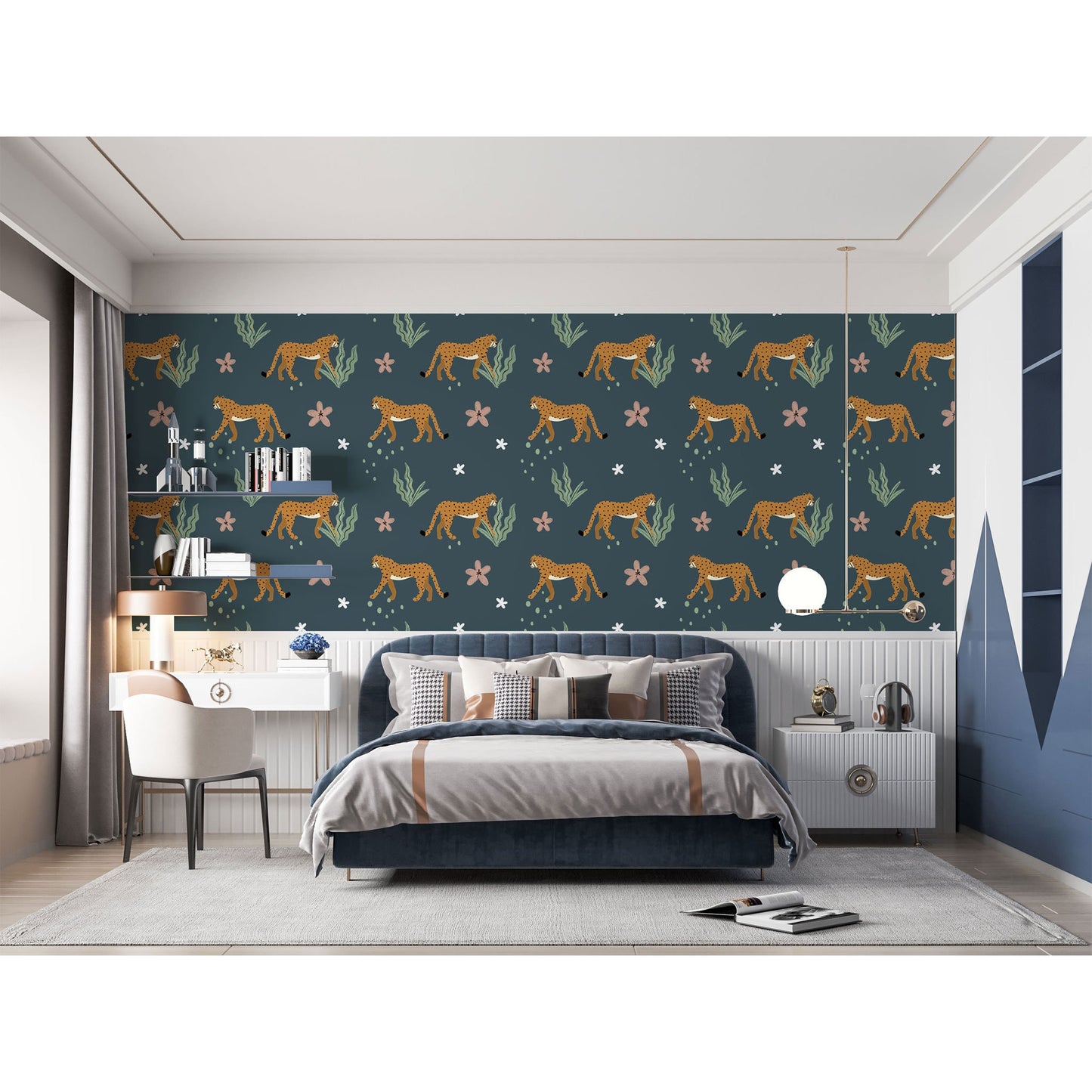 Leopard Floral Wallpaper Wallpaper Navy Floral Wallpaper Floral Leopard Wall