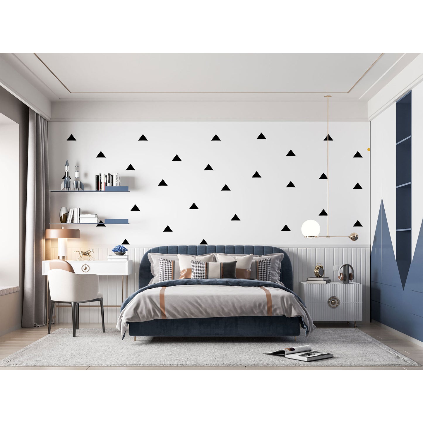 Black Triangle Wall Stickers, Reusable Boho Nursery Wall Stickers