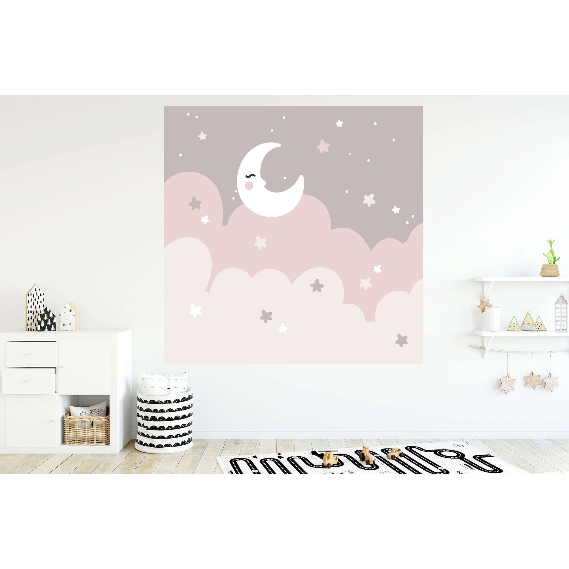 Pink Night Sky Wall Sticker, Nursery Wall Decal