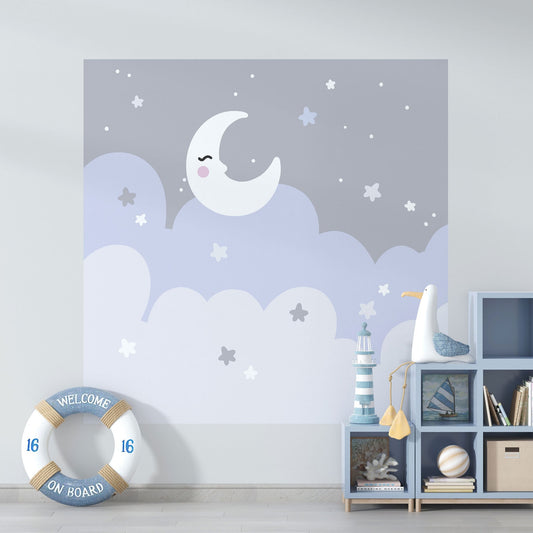 Moon Night Sky Wall Sticker, Nursery Wall Decal